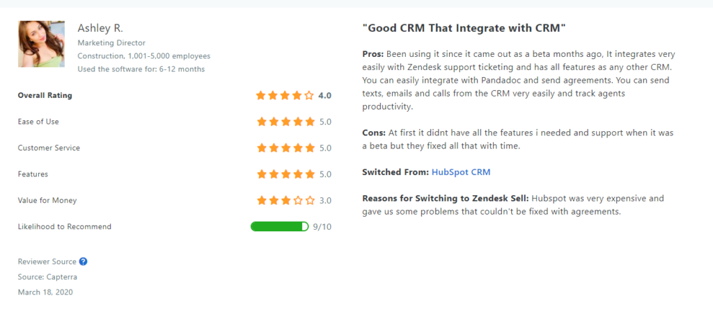 zendesk sell good crm