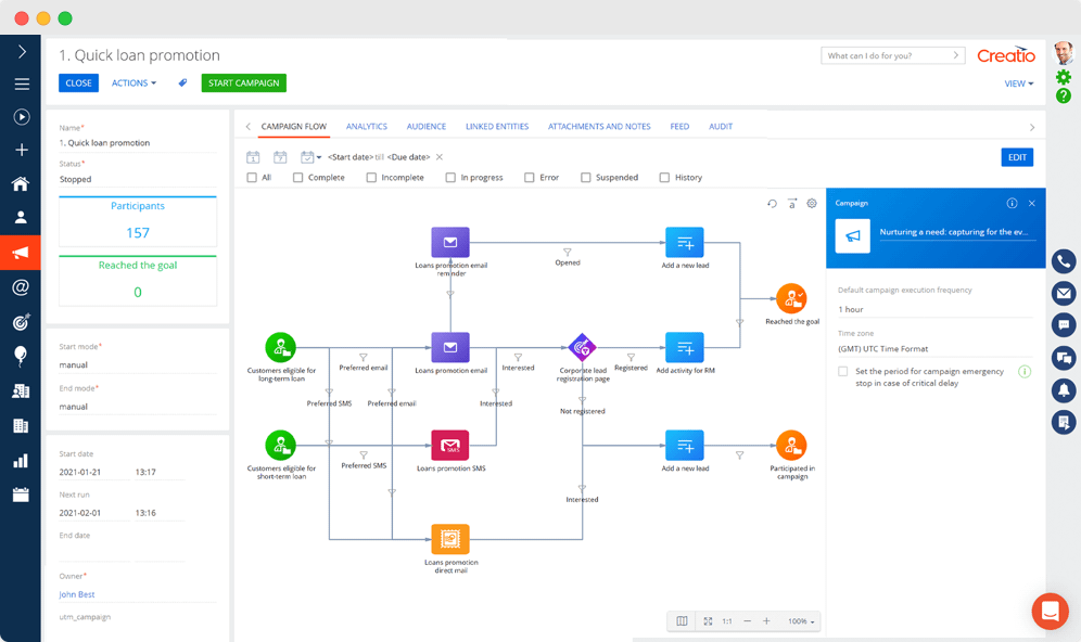 Marketing automation w systemie Creatio